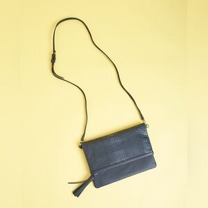 NEW GiGi New York Rachel Navy Python Embossed Convertible Clutch Crossbody